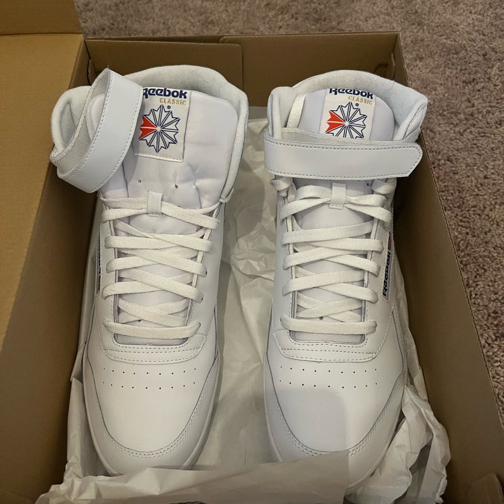 Reebok White High-Top Sneakers with Strap